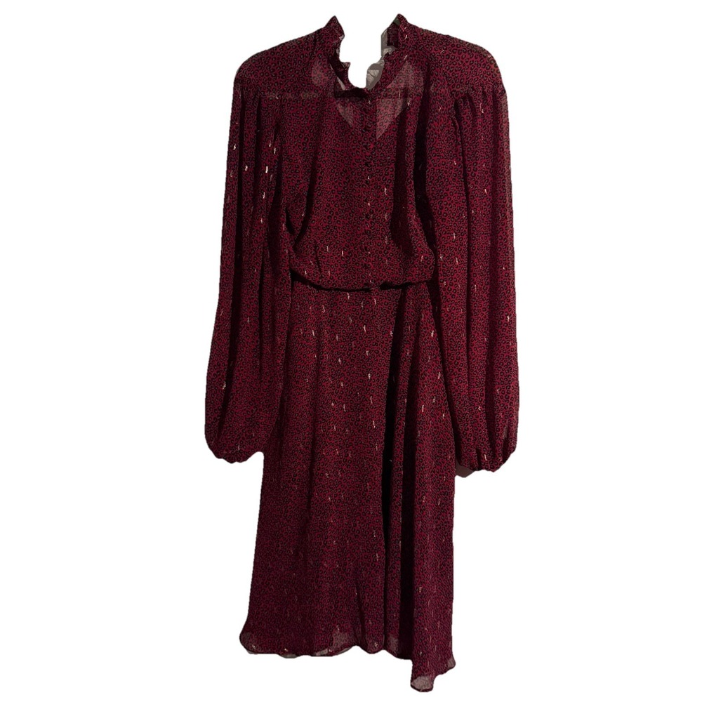 Unique Vintage 6/8 Dress High Neck Ruffle Prairie Balloon Sleeve Romantic